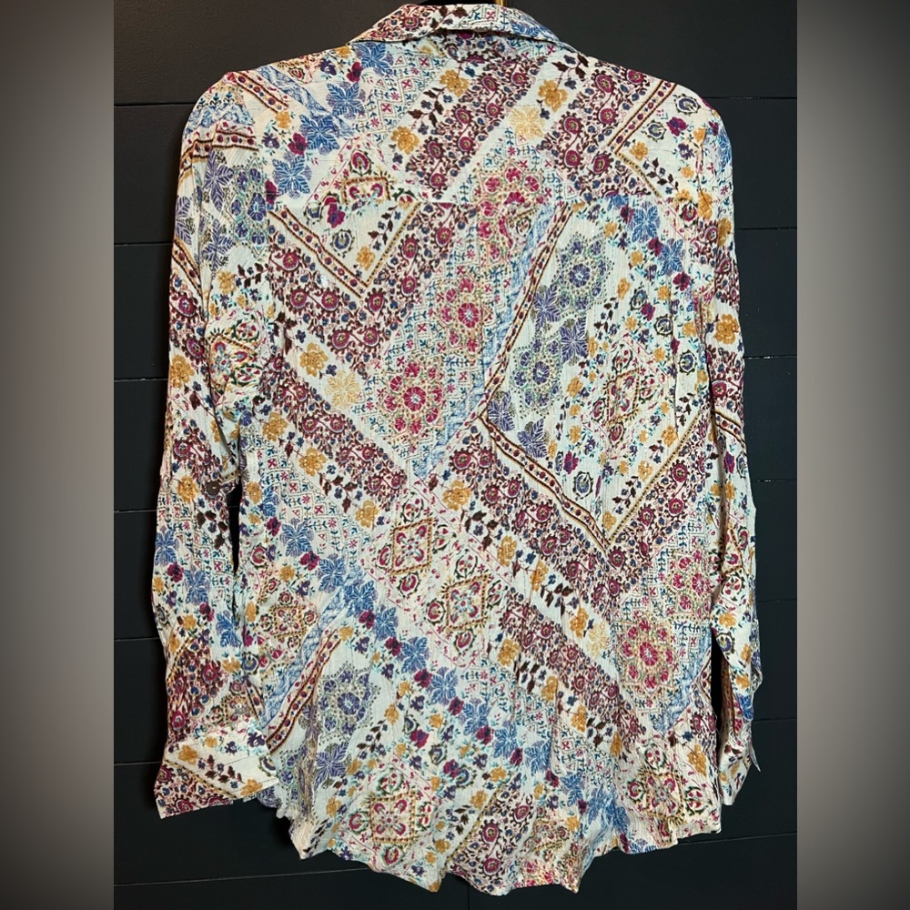 #396A NWT Free People Rafa Multicolor Patterned Blouse - Picture 6 of 8